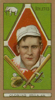 1911 Gold Borders Hindu Rube Oldring #158 Baseball Card