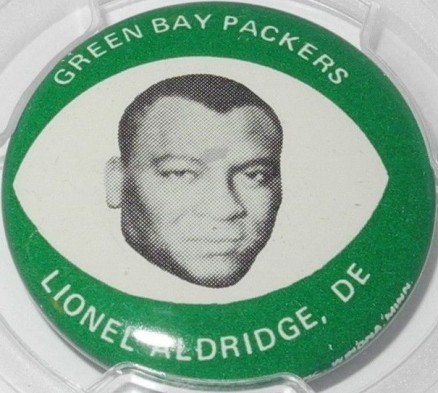 1969 Drenks Potato Chip Packers Pins Lionel Aldridge # Football Card