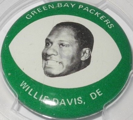 1969 Drenks Potato Chip Packers Pins Willie Davis # Football Card