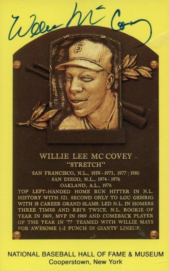 1990 Autograph Yellow HOF Plaque Willie McCovey # Baseball Card