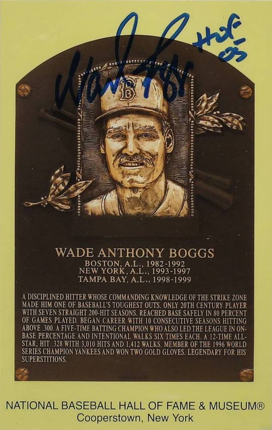 1990 Autograph Yellow HOF Plaque Wade Boggs # Baseball Card