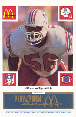 1986 McDonald's Patriots Andre Tippett #56 Football Card