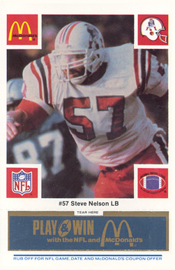 1986 McDonald's Patriots Steve Nelson #57 Football Card