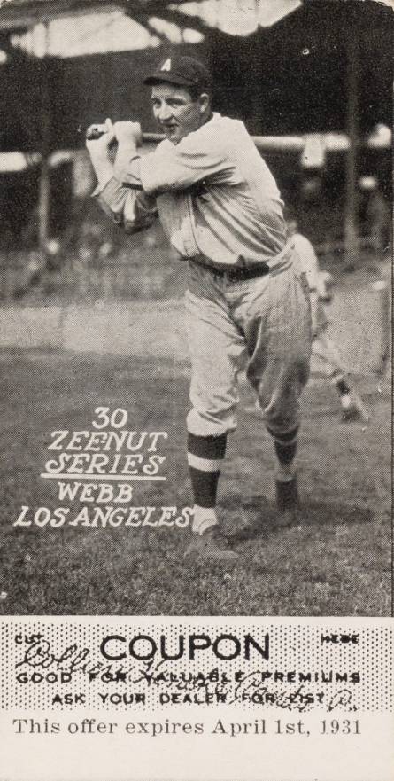 1930 Zeenut  Earl Webb # Baseball Card