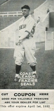 1931 Zeenut  Frazier # Baseball Card