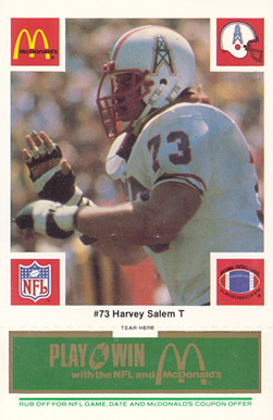 1986 McDonald's Oilers Harvey Salem #73 Football Card