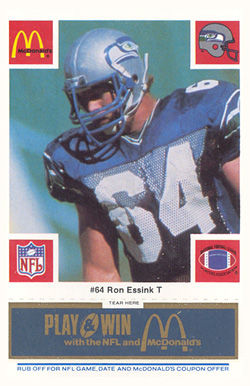 1986 McDonald's Seahawks Ron Essink #64 Football Card