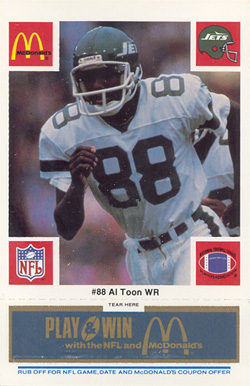 1986 McDonald's Jets Al Toon #88 Football Card