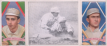 1912 Hassan Triple Folders Chase Safe at Third # Baseball Card