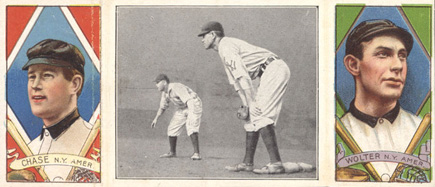 1912 Hassan Triple Folders Chase guarding 1st # Baseball Card