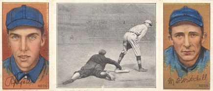 1912 Hassan Triple Folders Chase gets ball too Late # Baseball Card