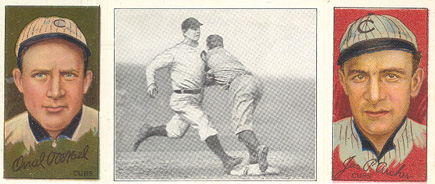 1912 Hassan Triple Folders Chance beats out a Hit # Baseball Card