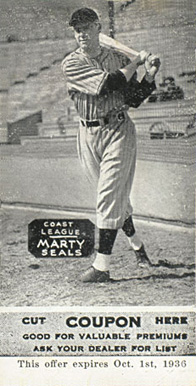 1933 Zeenut B&W Marty # Baseball Card