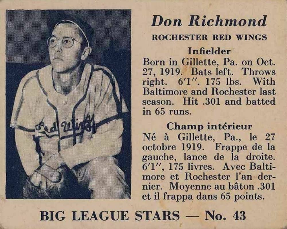 1950 Big League Stars Don Richmond #43 Baseball Card