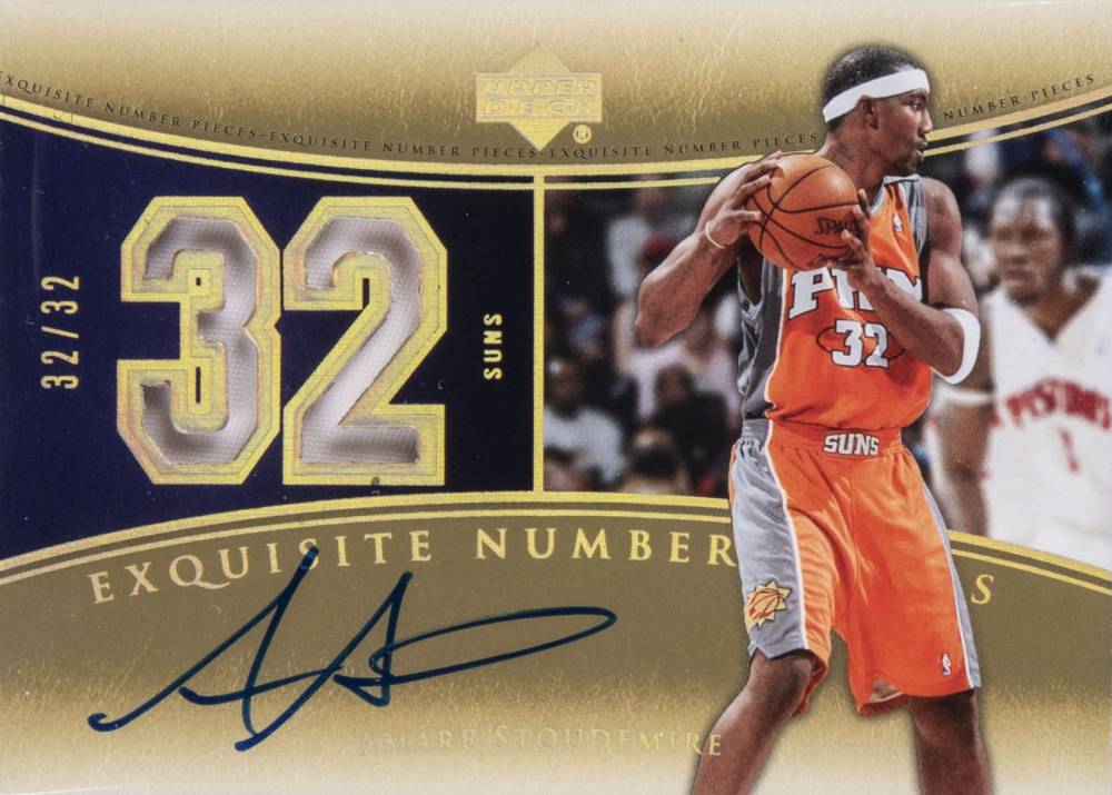 2004  Upper Deck Exquisite Collection Number Pieces Autographs Amar'e Stoudemire #NP-AS Basketball Card