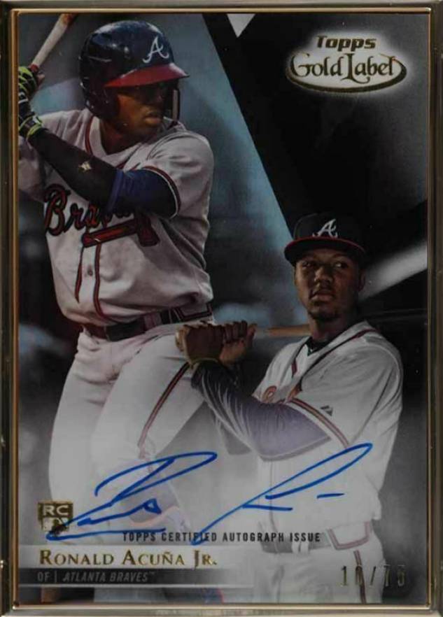 2018 Topps Gold Label Framed Autograph Ronald Acuna Jr. #FA-RA Baseball Card