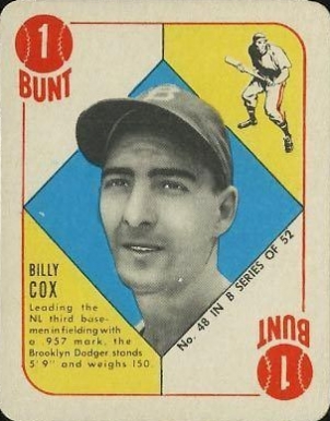 1951 Topps Blue Backs Billy Cox #48 Baseball Card