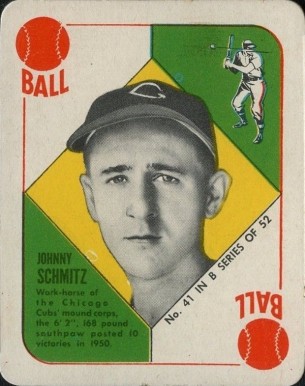 1951 Topps Blue Backs Johnny Schmitz #41 Baseball Card