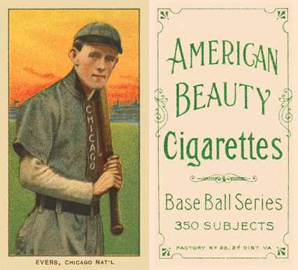 1909 White Borders American Beauty Frame Evers, Chicago Nat'L #167 Baseball Card