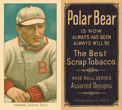 1909 White Borders Polar Bear Herzog, Boston Nat'L #210 Baseball Card