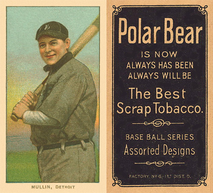 1909 White Borders Polar Bear Mullin, Detroit #349 Baseball Card