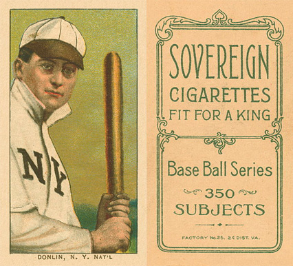 1909 White Borders Sovereign Donlin, N.Y. Nat'L #133 Baseball Card