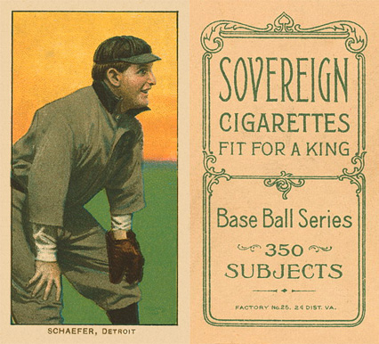 1909 White Borders Sovereign Schaefer, Detroit #420 Baseball Card