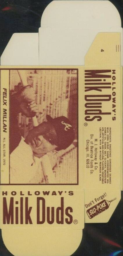 1971 Milk Duds Complete Box Felix Millan #4 Baseball Card