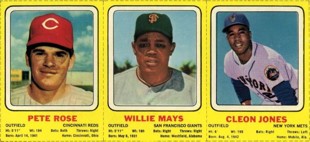 1970 Transogram Hand Cut Pete Rose/Willie Mays/Cleon Jones # Baseball Card