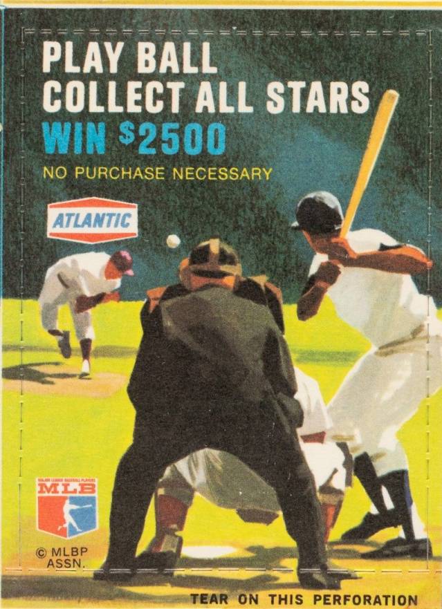 1968 Atlantic Oil Play Ball Game-Perforated Play Ball Pack # Baseball Card