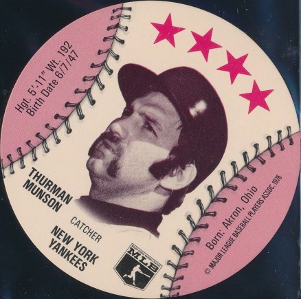 1976 Isaly's Sweet William Disc Thurman Munson # Baseball Card