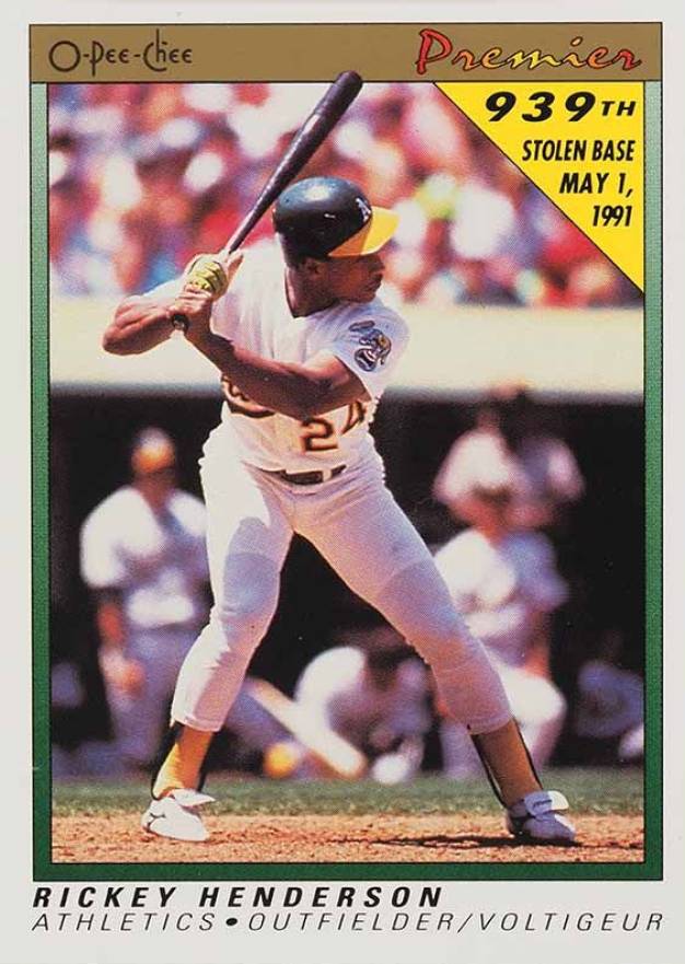 1991 O-Pee-Chee Premier Rickey Henderson #62 Baseball Card