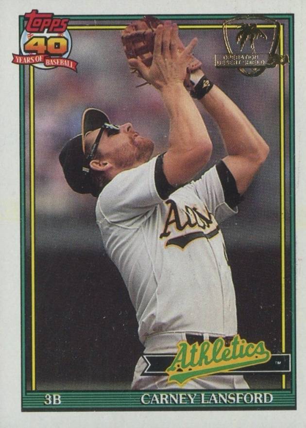 1991 Topps Desert Shield Carney Lansford #502 Baseball Card