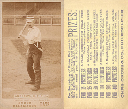 1887 Kalamazoo Bats Andrews, C.F. Phila # Baseball Card