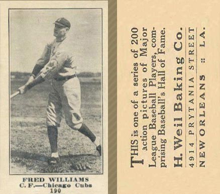 1916 Weil Baking Co. Fred Williams #190 Baseball Card