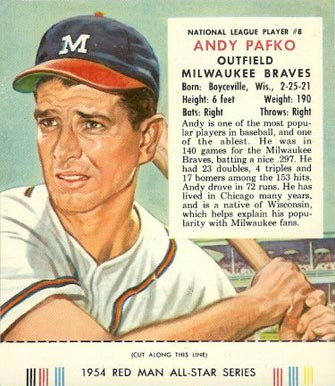 1954 Red Man Tobacco Andy Pafko #8 Baseball Card
