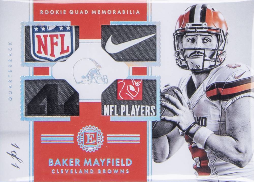 2018 Panini Encased Rookie Quad Memorabilia Baker Mayfield #RQM1 Football Card