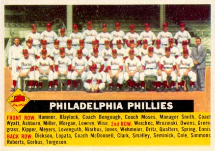 1956 Topps Philadelphia Phillies #72wc Baseball Card