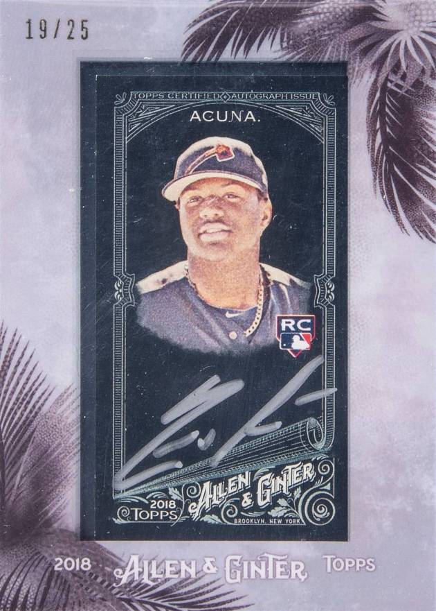 2018 Topps Allen & Ginter X Framed Mini Autographs Ronald Acuna #MA-RA Baseball Card