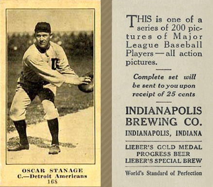 1916 Indianapolis Brewing Oscar Stanage #168 Baseball Card