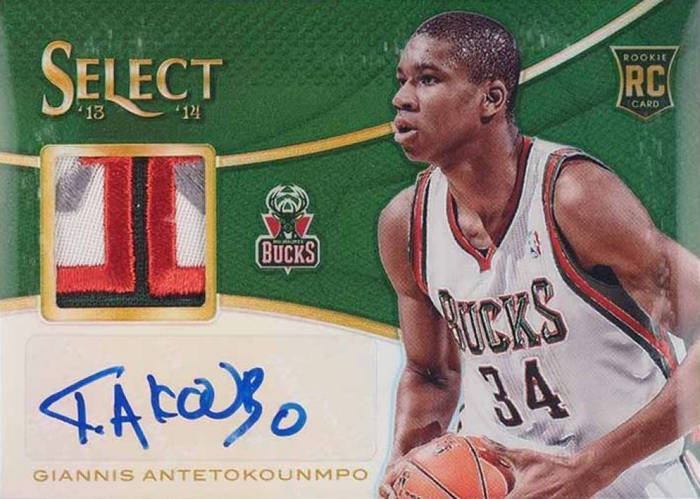 2013 Panini Select Rookie Jersey Autograph Giannis Antetokounmpo #1 Basketball Card