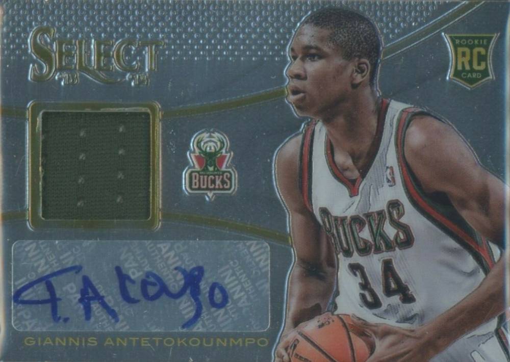 2013 Panini Select Rookie Jersey Autograph Giannis Antetokounmpo #1 Basketball Card