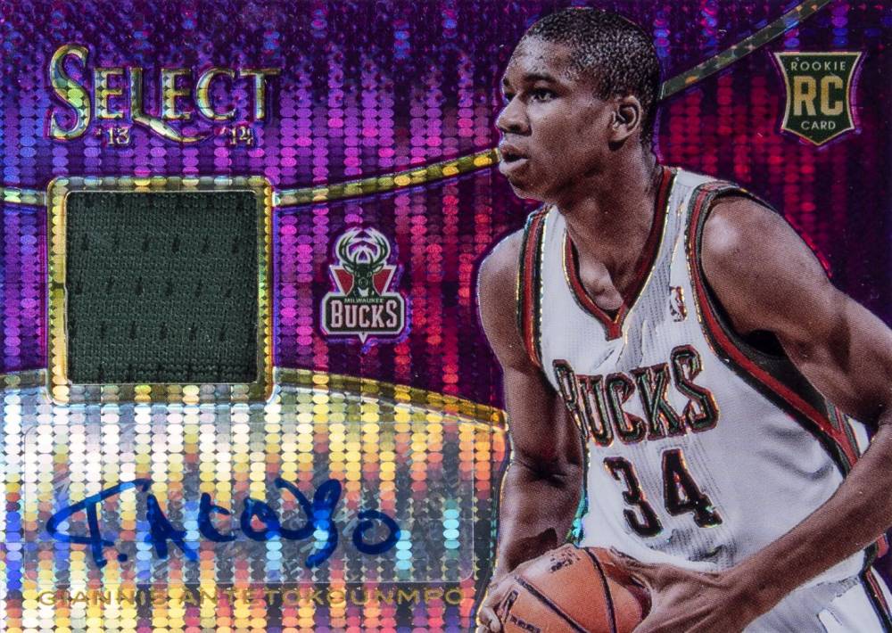 2013 Panini Select Rookie Jersey Autograph Giannis Antetokounmpo #1 Basketball Card