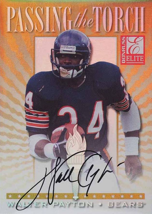 1999 Donruss Elite Passing the Torch Barry Sanders/Walter Payton #4 Football Card