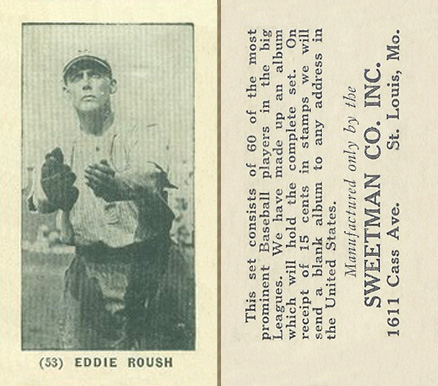 1928 Sweetman Eddie Roush #53 Baseball Card