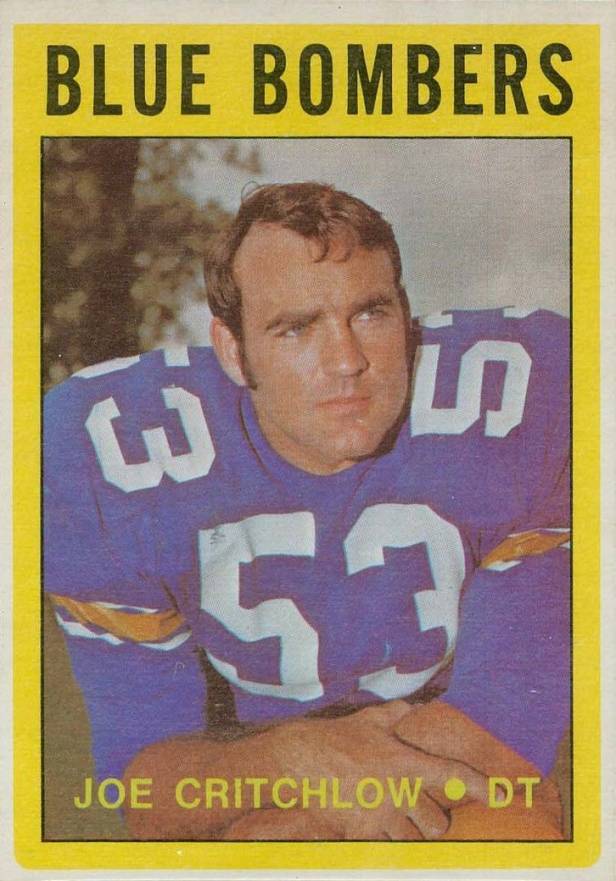 1972 O-Pee-Chee CFL Joe Critchlow #116 Football Card