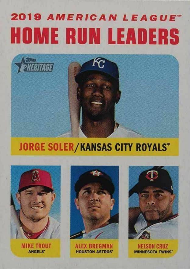 2020 Topps Heritage Alex Bregman/Jorge Soler/Mike Trout/Nelson Cruz #65 Baseball Card