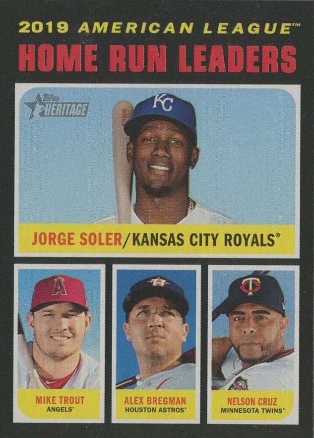 2020 Topps Heritage Alex Bregman/Jorge Soler/Mike Trout/Nelson Cruz #65 Baseball Card