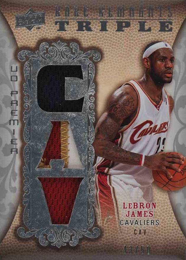 2008 Upper Deck Premier Rare Remnants Triple Patch LeBron James #RR3LJ Basketball Card