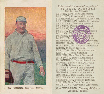 1909 C. A. Briggs Color Cy Young, Boston, Nat'l # Baseball Card